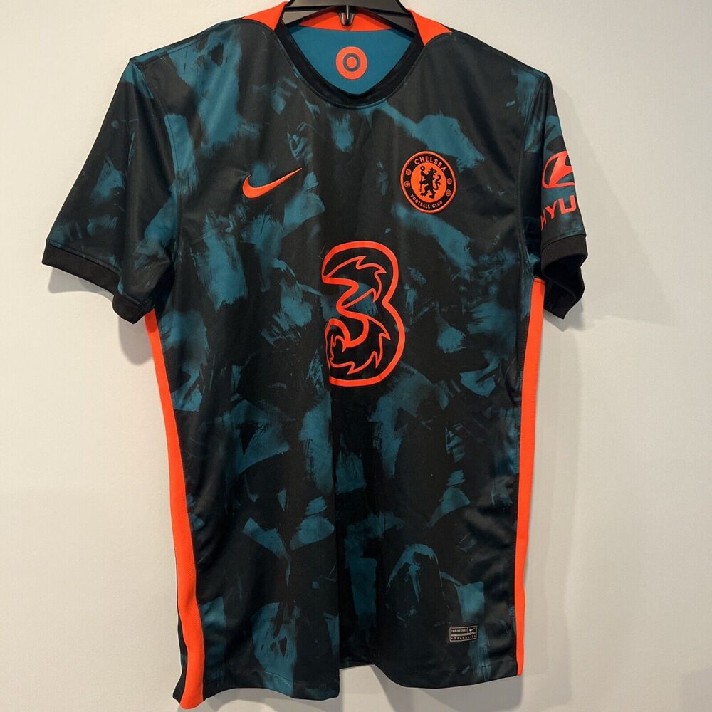 NIKE 2021/22 CHELSEA DRI-FIT ADV PREMIUM 3RD BLACK GREEN ORANGE SHIRT Xxl